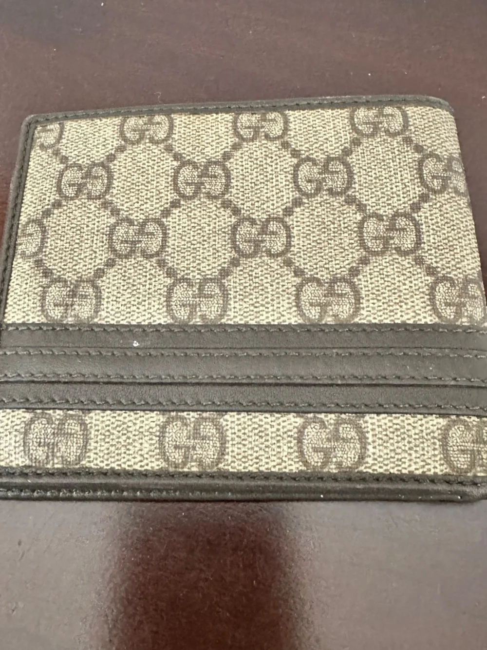 Gucci GG Logo Pattern Bifold Wallet Mens Brown